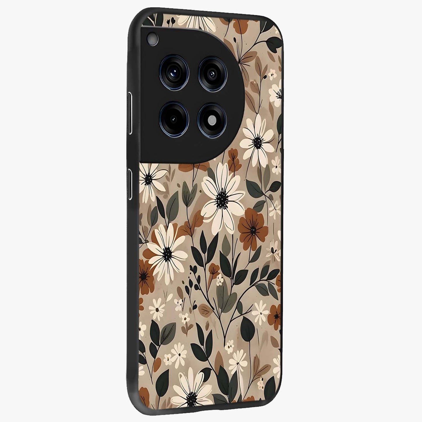 Vector Flowers Glass Case for 1+12R side perspective highlighting smooth floral textures and premium edges