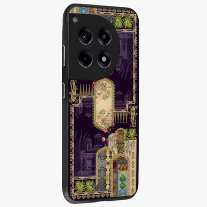 Velvet Mughal Art Glass Case for 1+12R side perspective highlighting ornate detailing and smooth premium build