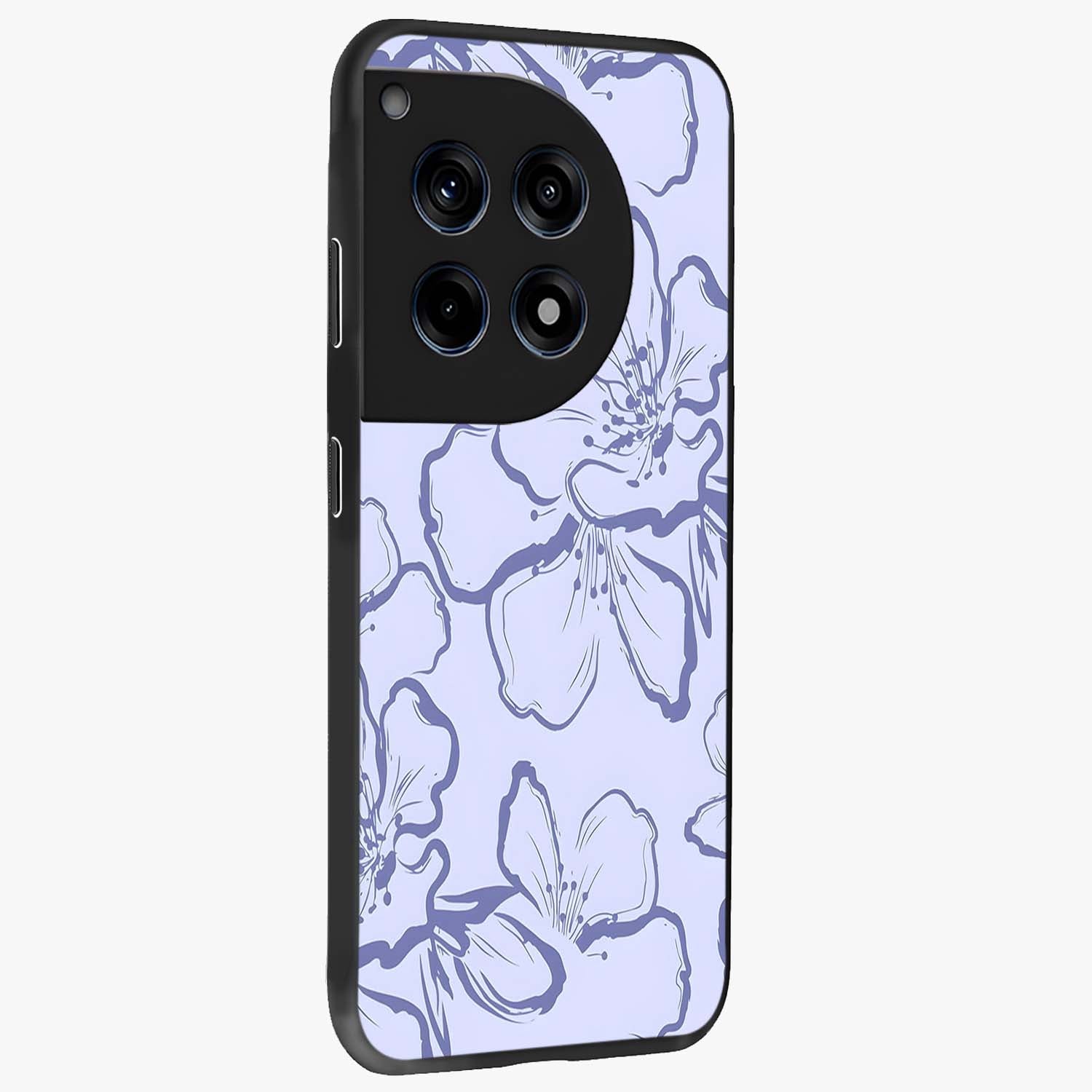 Violet Sketch Garden Glass Case for 1+12R side perspective highlighting refined bloom textures and premium edges