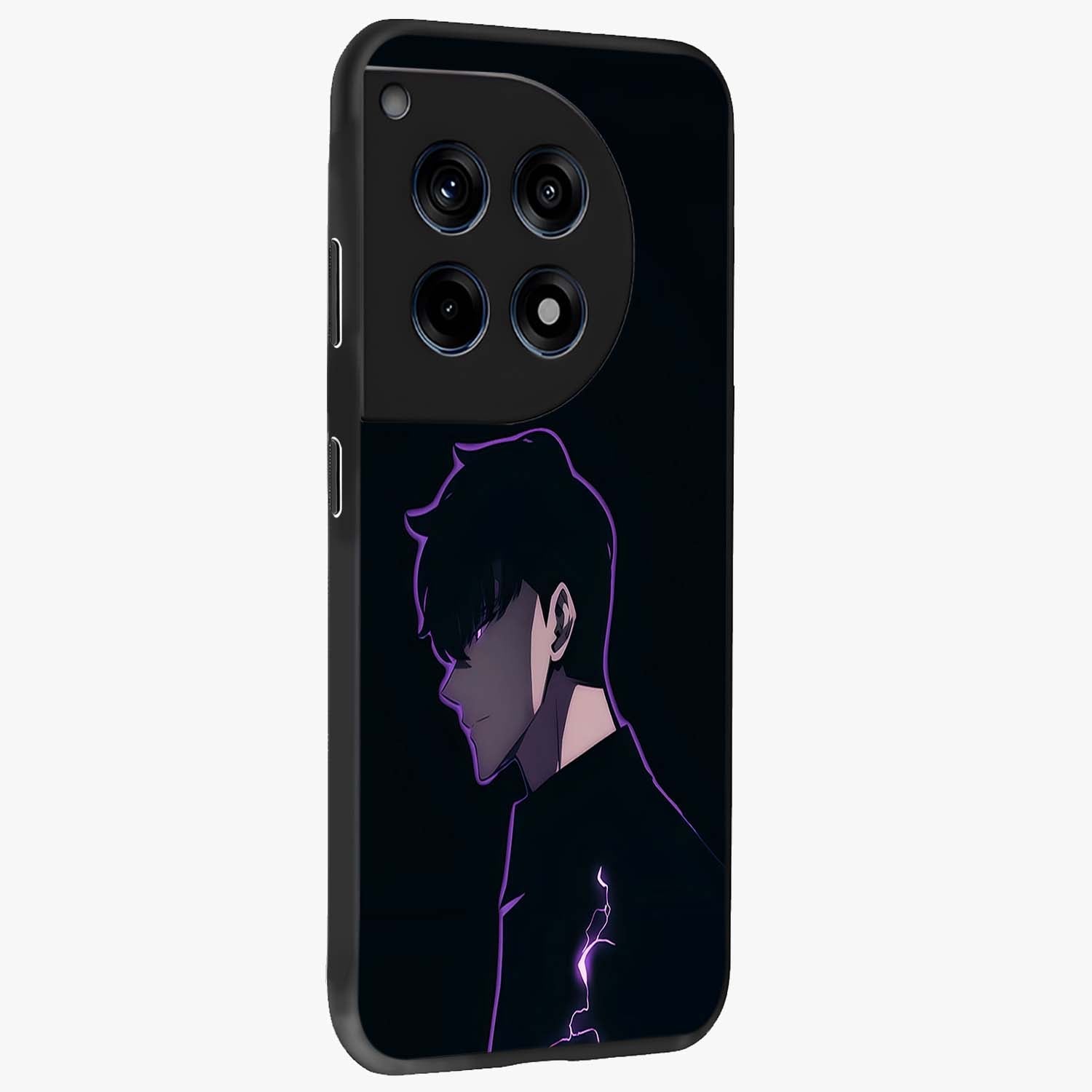 Void Lightning Phantom Glass Case for 1+12R side perspective highlighting sharp energy textures and premium edges