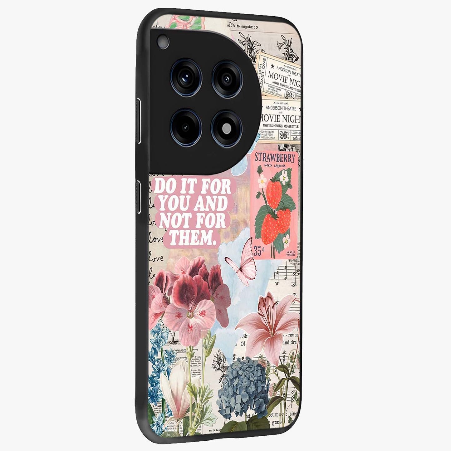 Whimsical Vintage Aesthetic Glass Case for 1+12R side perspective highlighting delicate vintage textures and premium edges