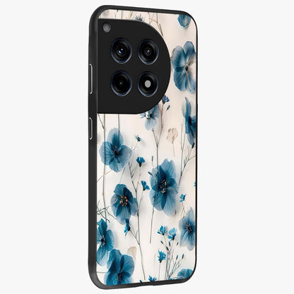 Whispers of Blue Bloom Glass Case for 1+12R side perspective highlighting intricate bloom textures and premium edges