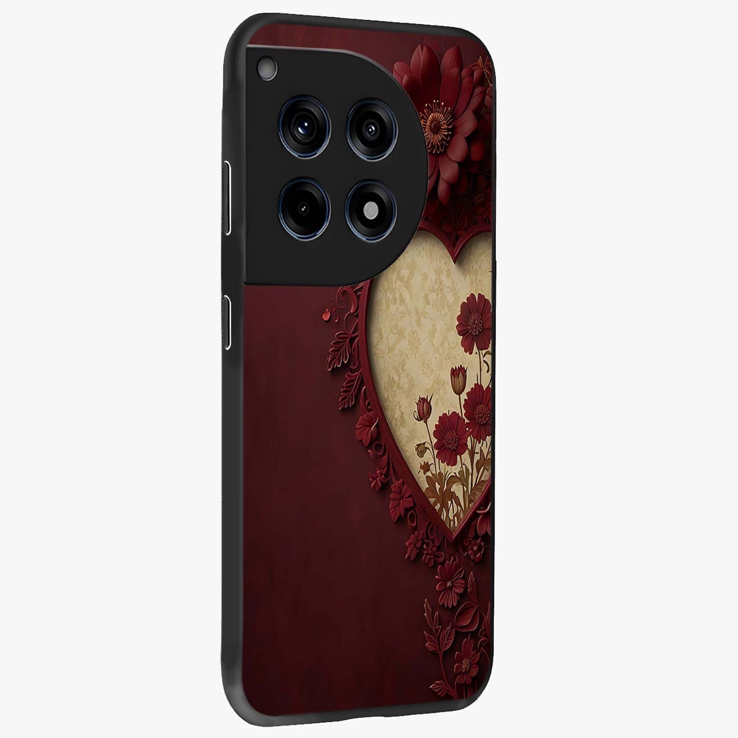 Wine Heart Vintage Art Glass Case for 1+12R side perspective highlighting classic textures and premium edges