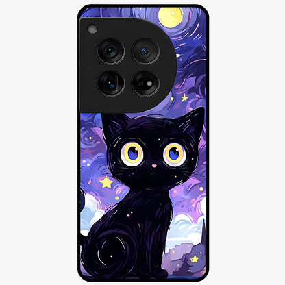 Abstract Cat Art Glass Case for 1+12 vibrant front view featuring modern artistic cat illustration