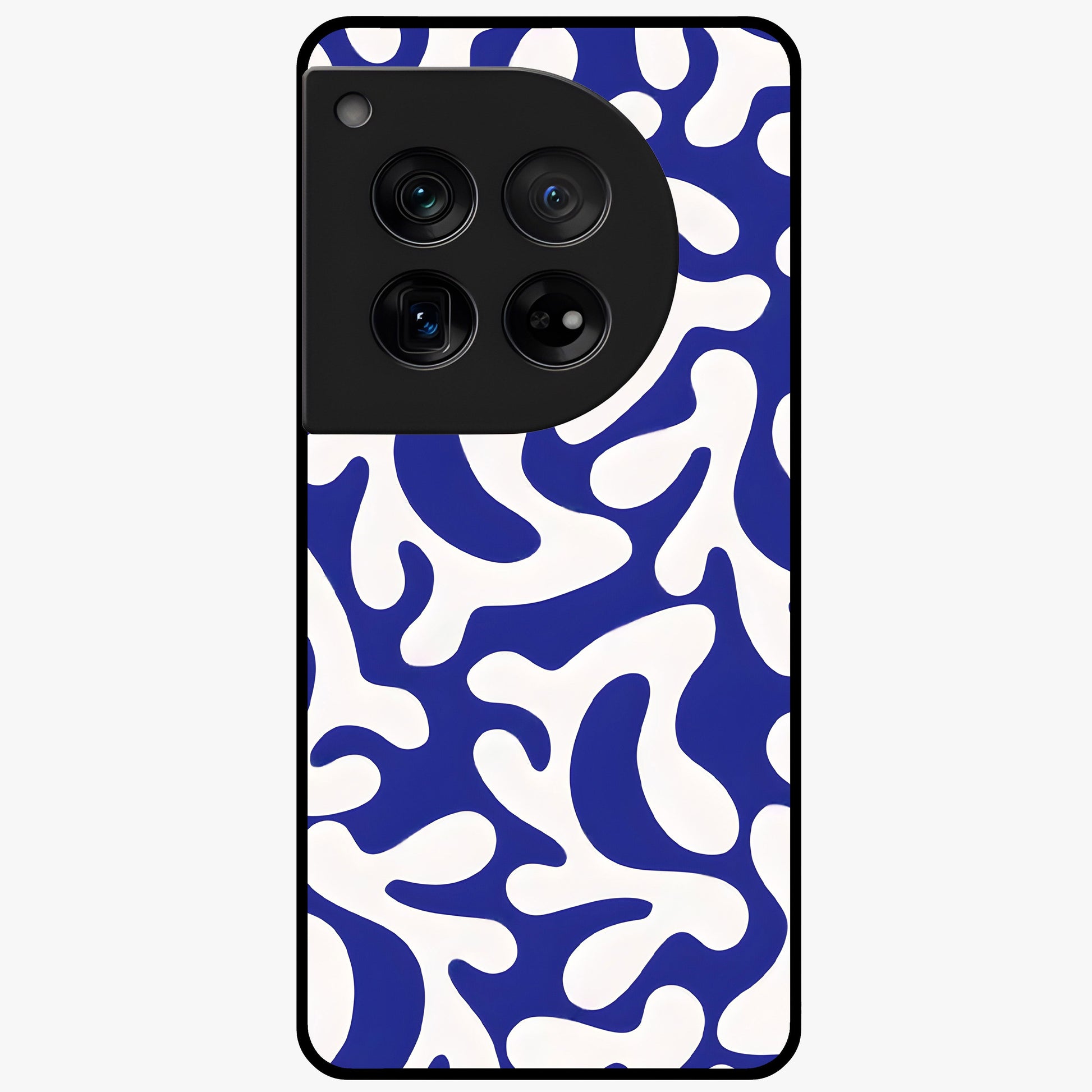 Abstract Coral Waves Glass Case for 1+12 front view featuring flowing ocean inspired coral wave artwork