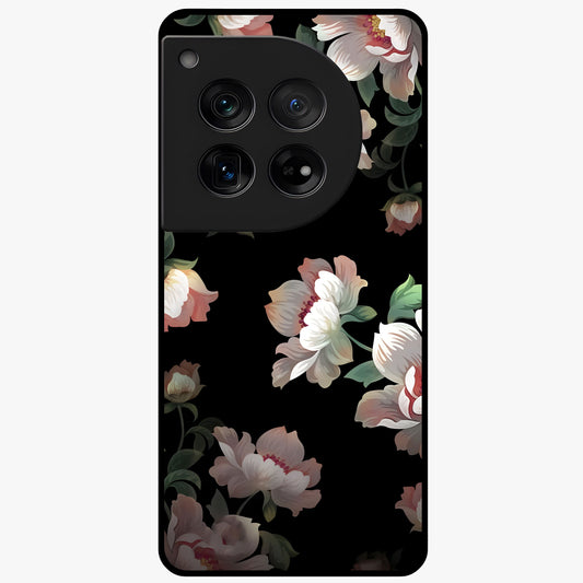 Abstract Embossed Blooming Bright Flower Glass Case for 1+12 front view featuring vibrant raised floral artwork