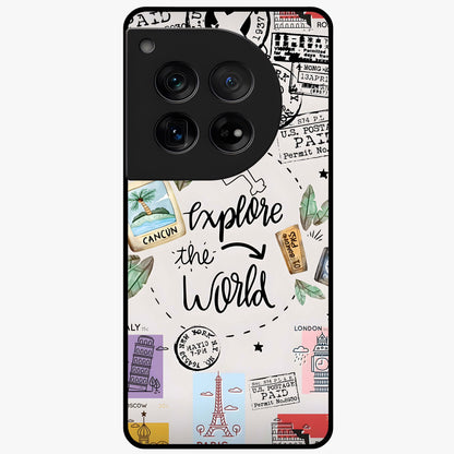 Adventure Awaits Art Glass Case for 1+12 front view featuring bold travel inspired typography artwork