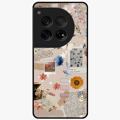 Aesthetic Butterfly Glass Case for 1+12 front view featuring elegant butterfly artwork with soft aesthetic tones