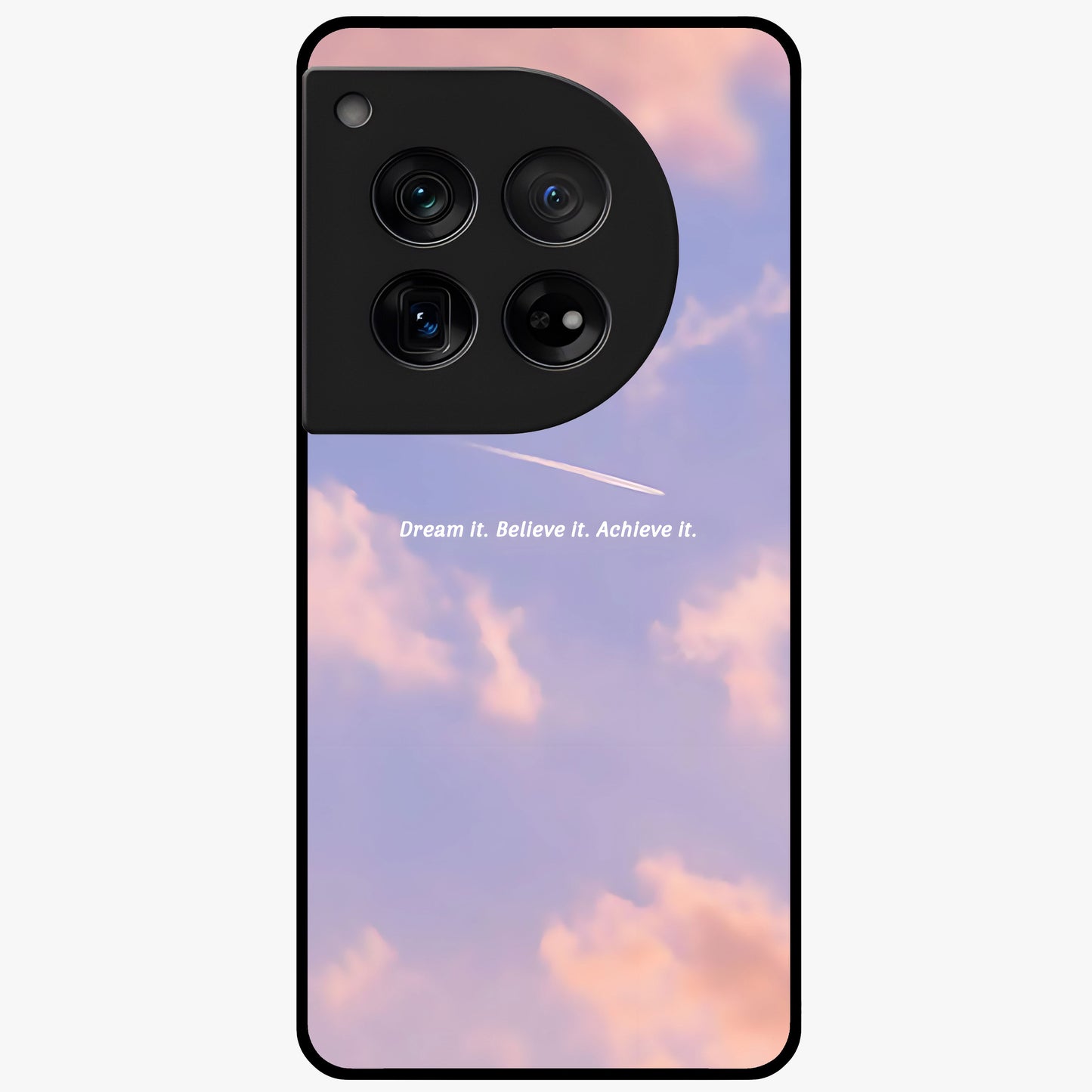Aesthetic Clouds Dream Glass Case for 1+12 soft front view featuring dreamy pastel cloud artwork
