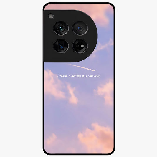 Aesthetic Clouds Dream Glass Case for 1+12 soft front view featuring dreamy pastel cloud artwork