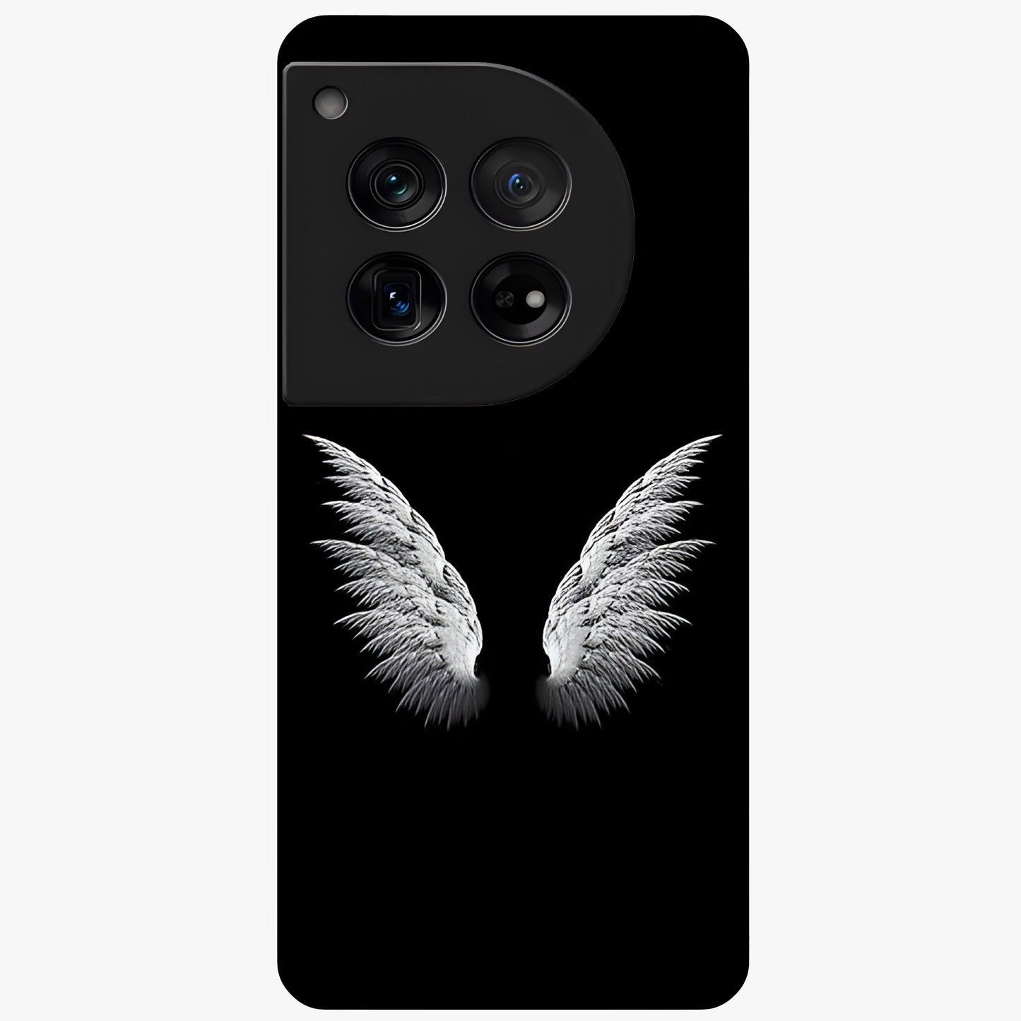 Angel Wing Grace Glass Case for 1+12 elegant front view featuring soft angel wing artwork