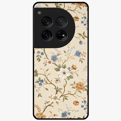 Beige Vintage Flower Glass Case for 1+12 soft front view featuring classic beige floral artwork