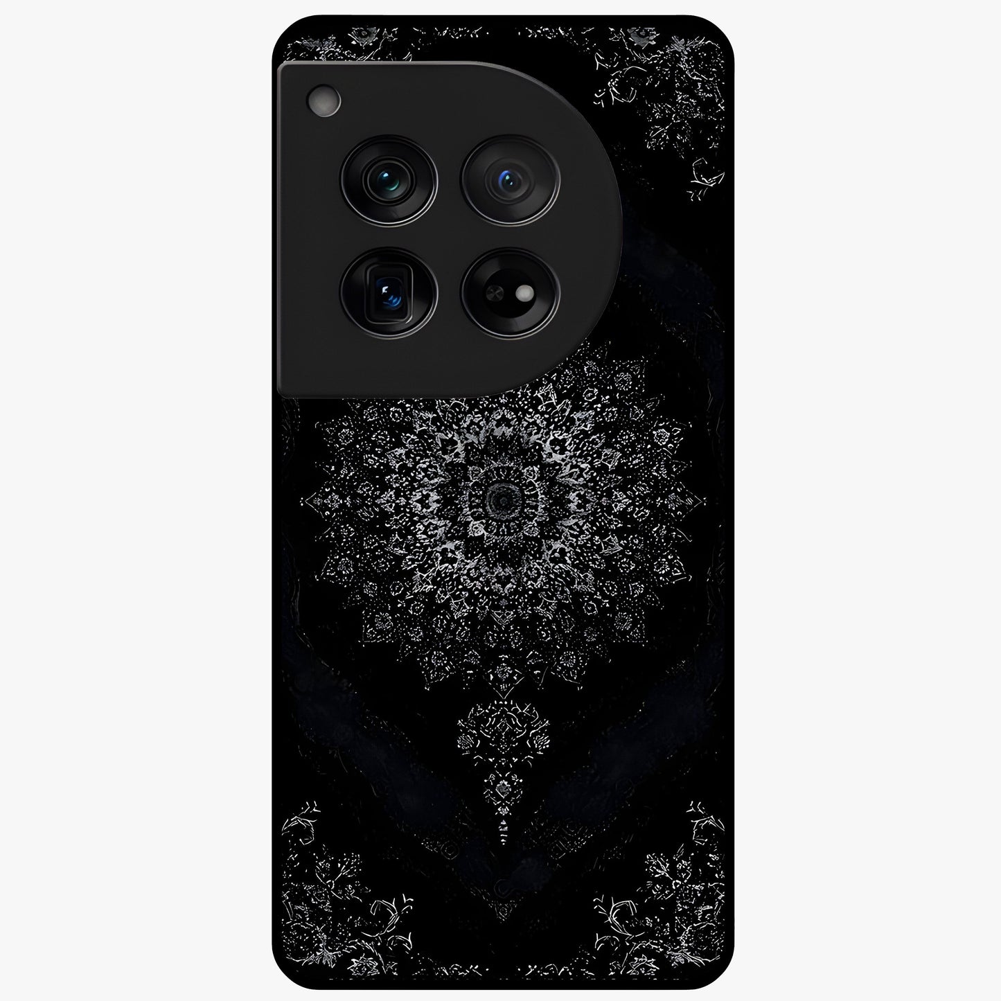 Black Persian Carpet Glass Case for 1+12 rich front view featuring intricate Persian carpet pattern artwork