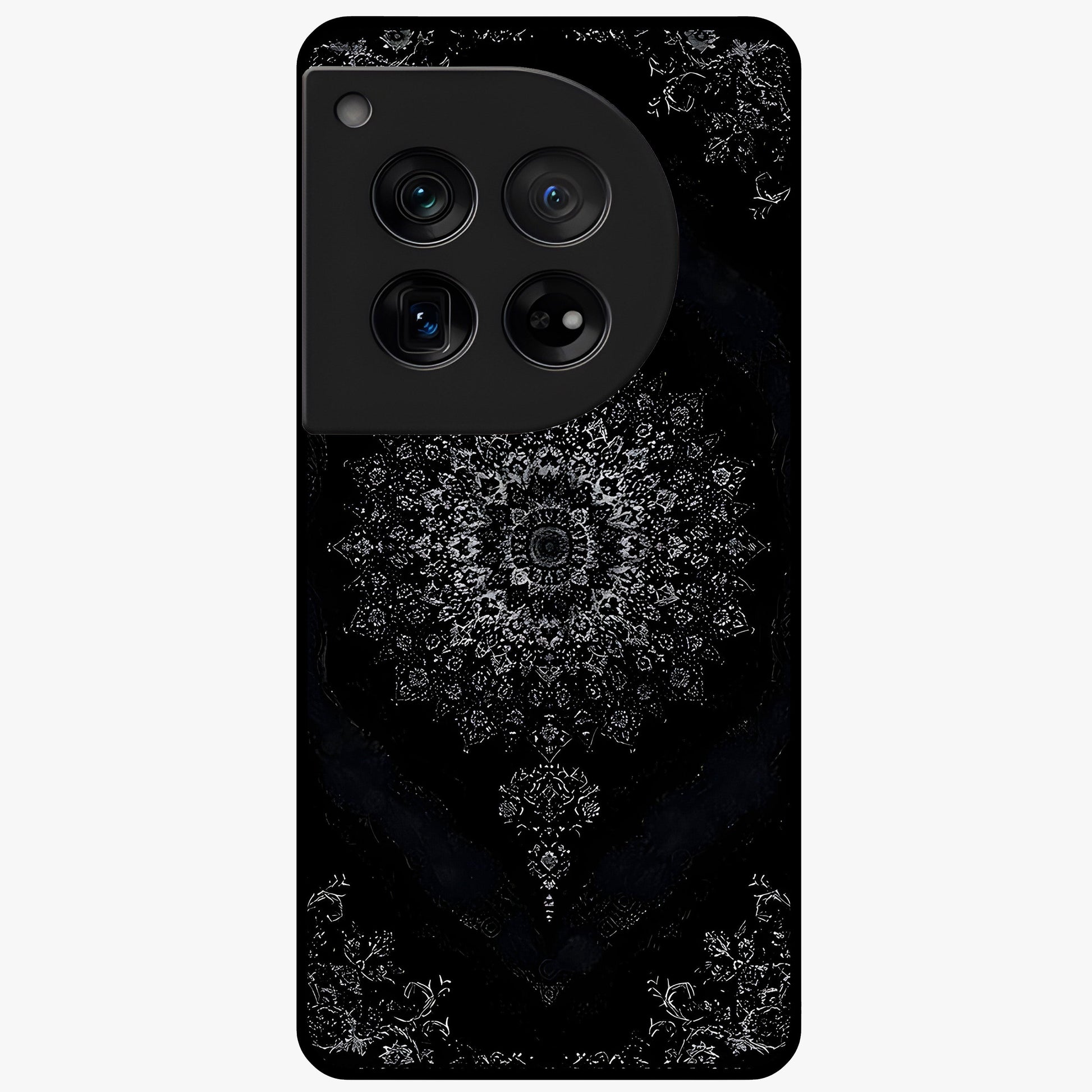 Black Persian Carpet Glass Case for 1+12 rich front view featuring intricate Persian carpet pattern artwork