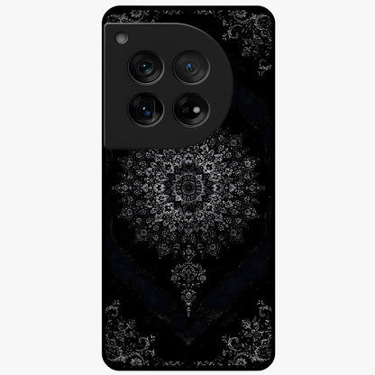 Black Persian Carpet Glass Case for 1+12 rich front view featuring intricate Persian carpet pattern artwork
