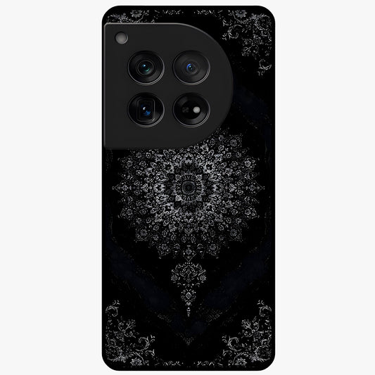Black Persian Carpet Glass Case for 1+12 rich front view featuring intricate Persian carpet pattern artwork