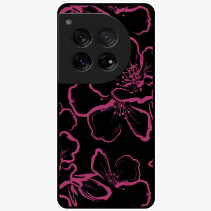 Black Violet Sketch Garden Glass Case for 1+12 artistic front view featuring violet floral sketch artwork