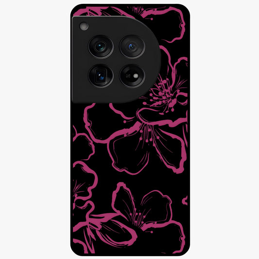 Black Violet Sketch Garden Glass Case for 1+12 artistic front view featuring violet floral sketch artwork
