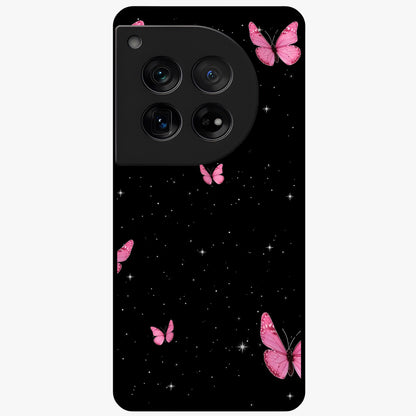 Blinking Butterfly Glass Case for 1+12 showing full back design in clean flat view with delicate butterfly artwork and glossy glass finish.