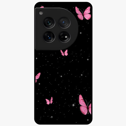 Blinking Butterfly Glass Case for 1+12 showing full back design in clean flat view with delicate butterfly artwork and glossy glass finish.