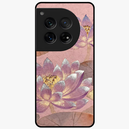 Blossom Mist Lotus Glass Case for 1+12 calm front view featuring lotus flower artwork with misty tones