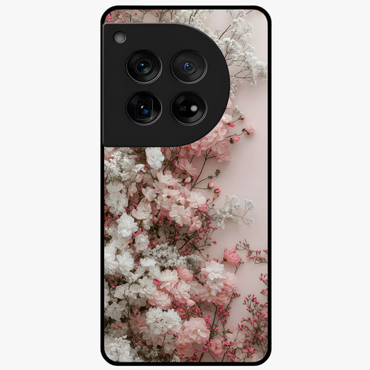 Blush Blossom Cloud Glass Case for 1+12 dreamy front view featuring soft blossom artwork with cloud inspired tones