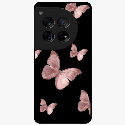 Butterfly Pattern Glass Case for 1+12 elegant front view featuring repeating butterfly artwork with aesthetic detailing