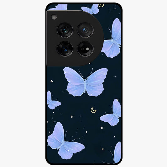 Butterfly With Stars Pattern Glass Case for 1+12 dreamy front view featuring butterfly artwork with star accents