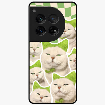 Cats Ethereal Bloom Glass Case for 1+12 artistic front view featuring cat illustration with soft floral bloom accents