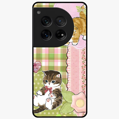 Cats Sweet Button Glass Case for 1+12 adorable front view featuring cute cat artwork with sweet pastel tones