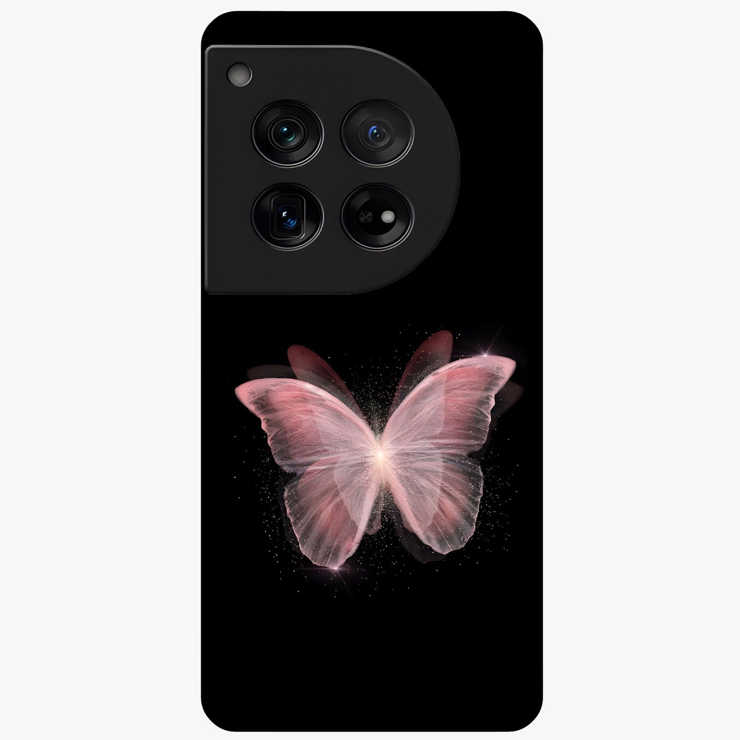 Celestial Wings Butterfly Glass Case for 1+12 elegant front view featuring butterfly artwork with cosmic accents