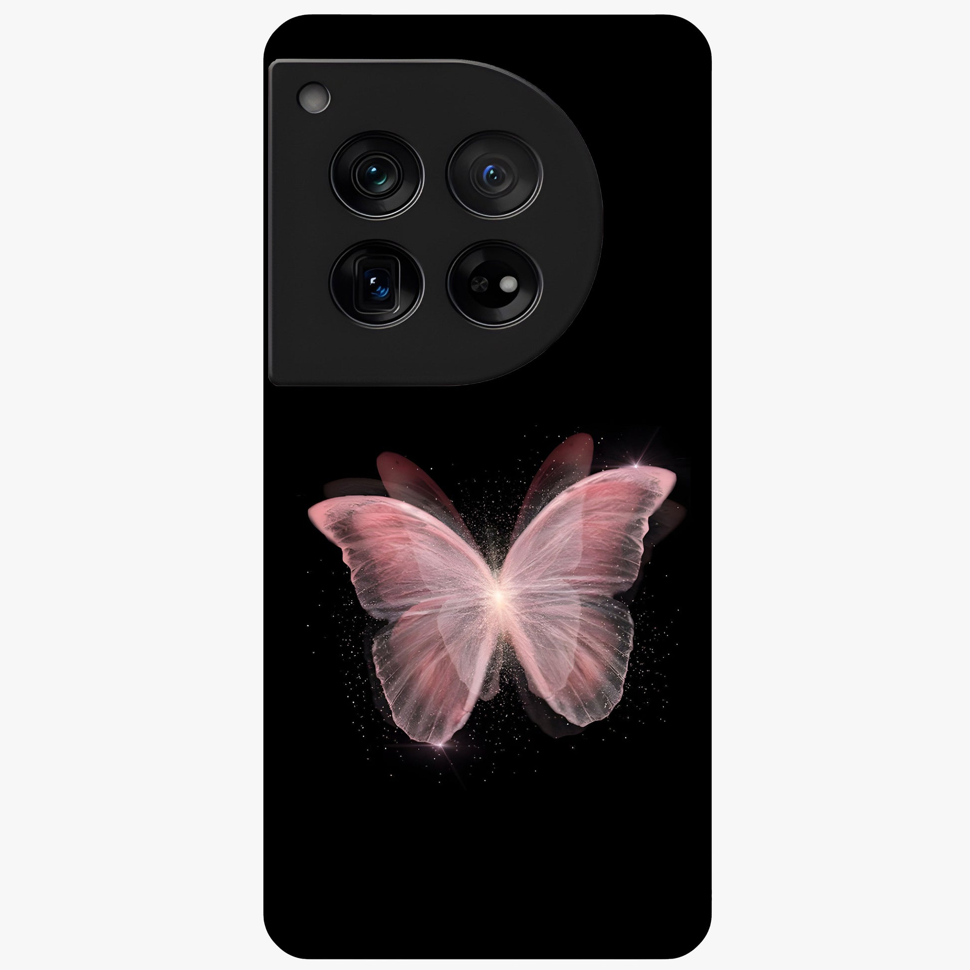 Celestial Wings Butterfly Glass Case for 1+12 elegant front view featuring butterfly artwork with cosmic accents