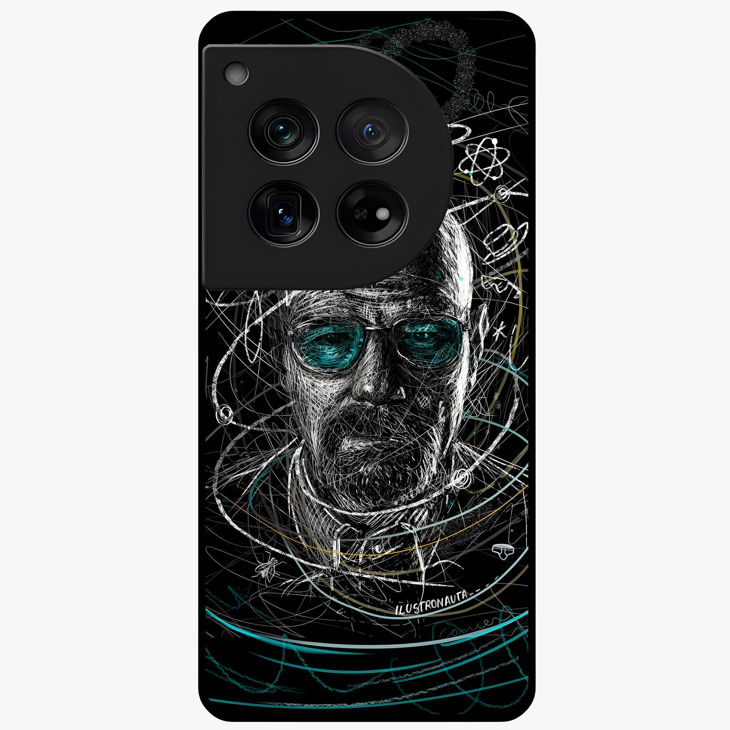 Chaotic Mind Genius Glass Case for 1+12 bold front view featuring expressive abstract typography artwork