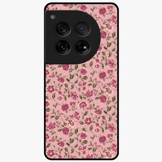 Charming Pink Floral Glass Case for 1+12 soft front view featuring delicate pink floral artwork