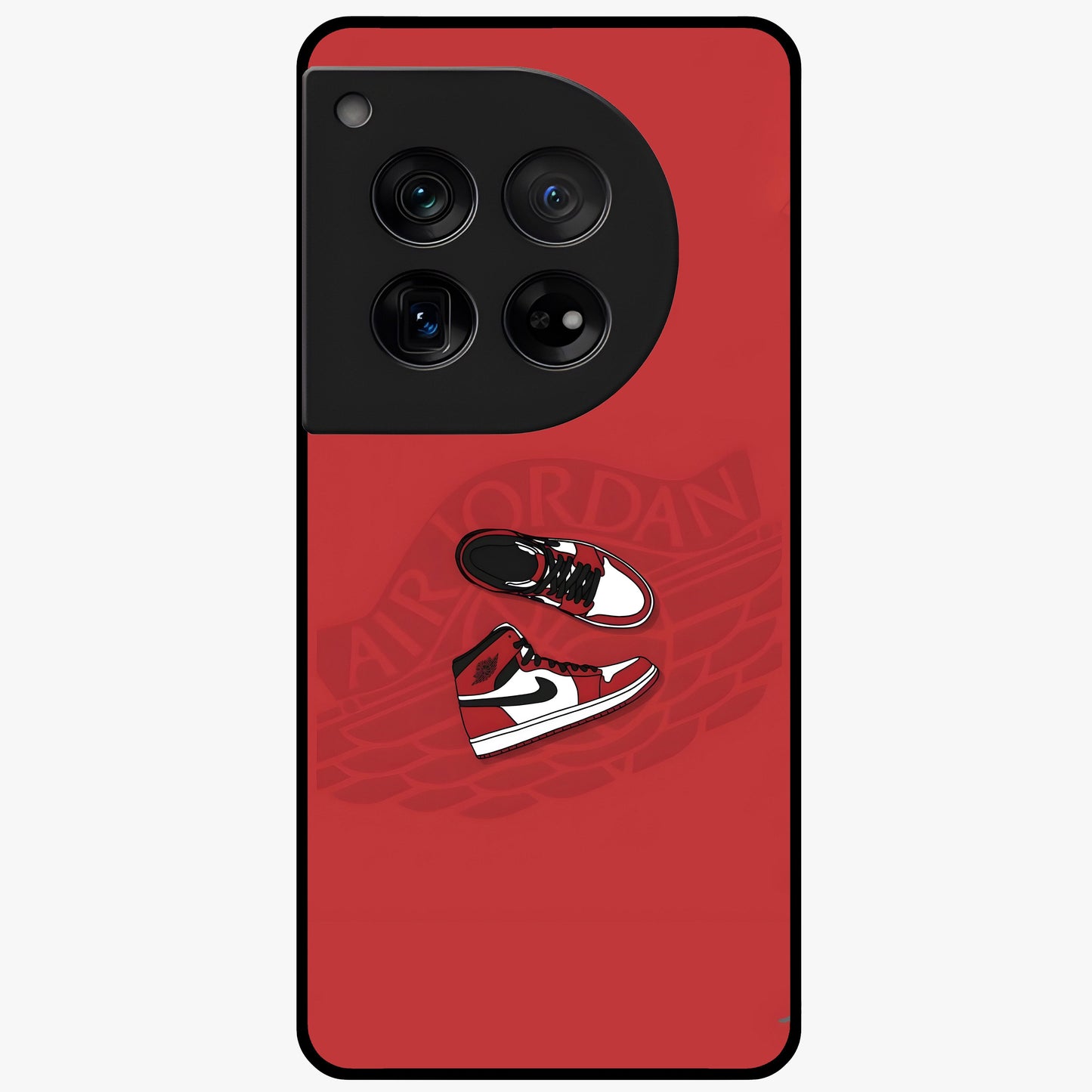 Classic Sneaker Float Glass Case for 1+12 showing full back design in clean flat view with floating sneaker artwork and glossy glass finish.
