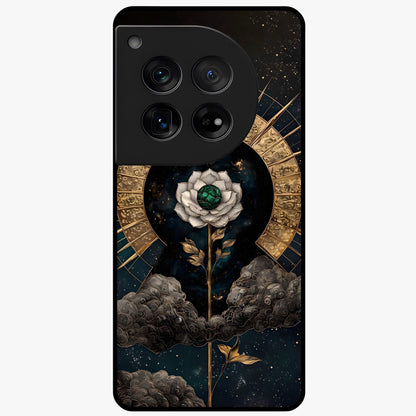 Cosmic Bloom Rose Glass Case for 1+12 elegant front view featuring rose artwork blended with cosmic background
