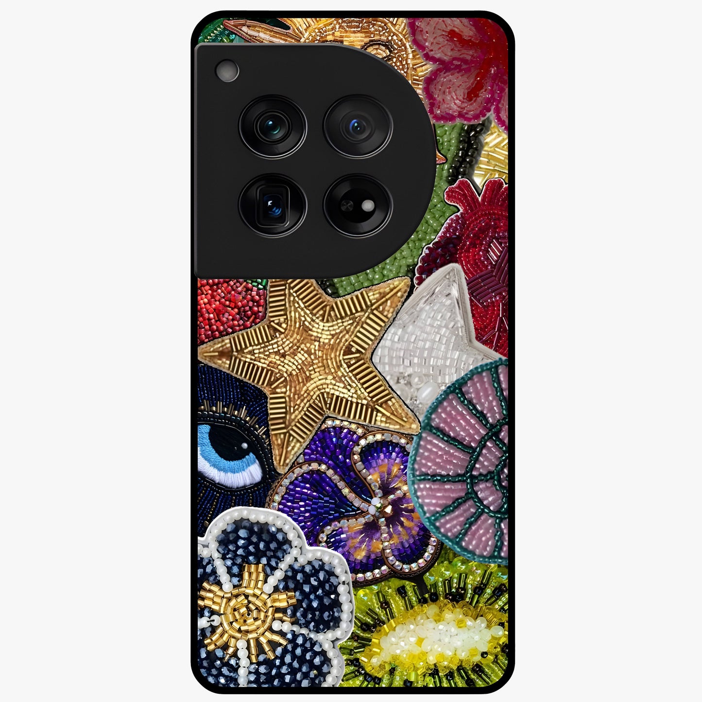 Cosmic Charm Shine Glass Case for 1+12 radiant front view featuring shimmering celestial artwork