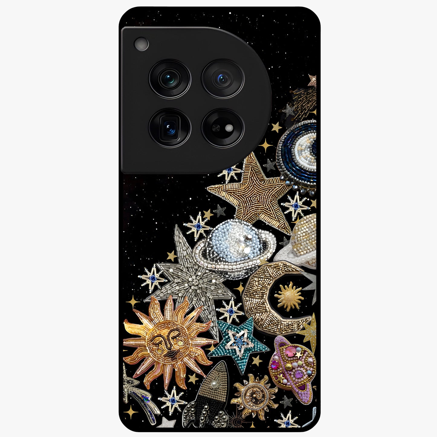 Cosmic Sparkle Dreams Glass Case for 1+12 magical front view featuring sparkling star artwork with dreamy gradients