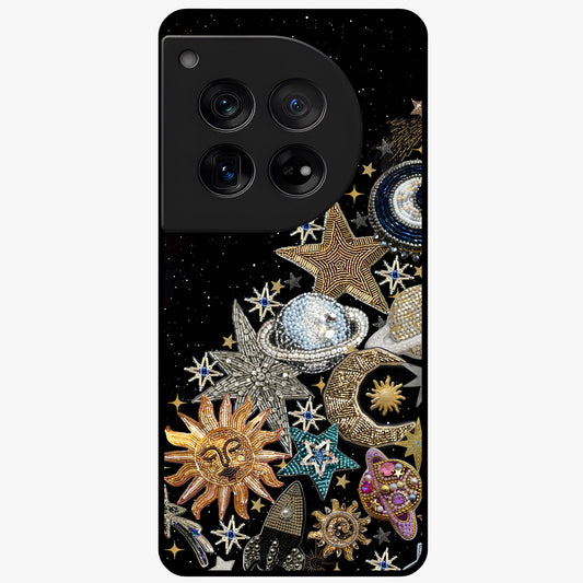 Cosmic Sparkle Dreams Glass Case for 1+12 magical front view featuring sparkling star artwork with dreamy gradients