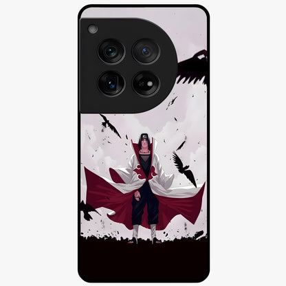 Crimson Crow Ascension Glass Case for 1+12 powerful front view featuring crow artwork with dark crimson background