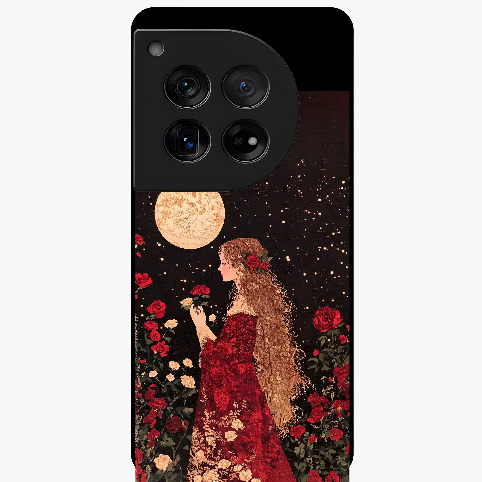 Crimson Dreams Glass Case for 1+12 elegant front view featuring rich red artistic artwork