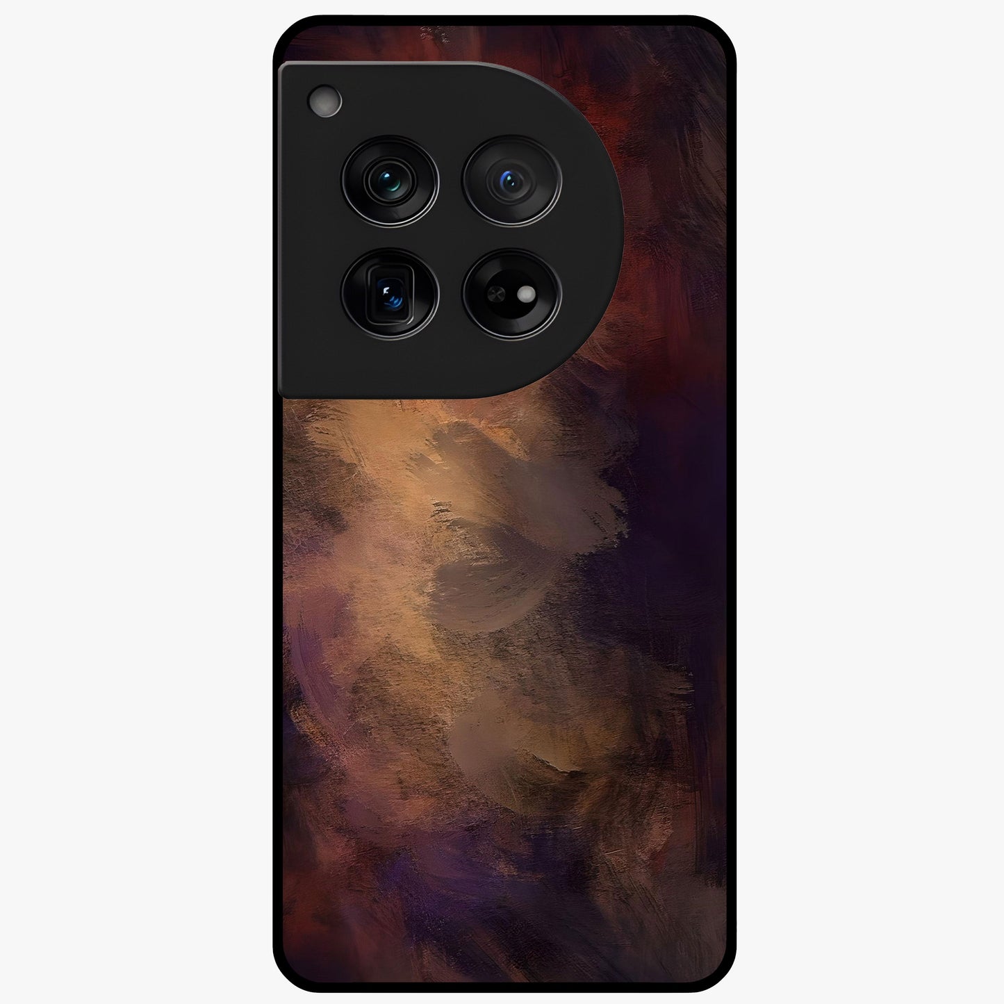 Crimson Dusk Whirl Glass Case for 1+12 dramatic front view featuring swirling dusk inspired crimson artwork