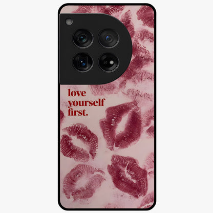 Crimson Kiss Love Glass Case for 1+12 romantic front view featuring bold crimson love inspired artwork