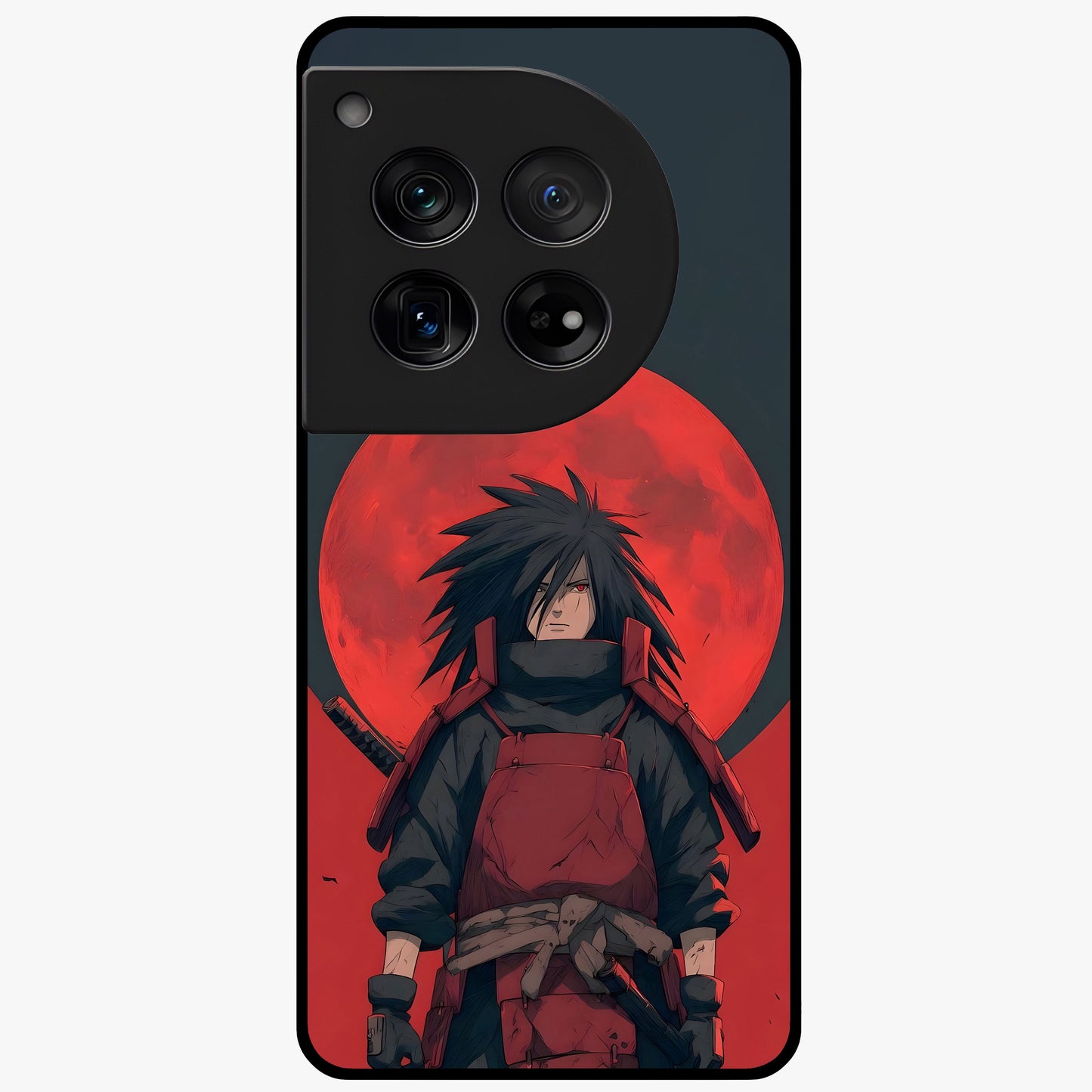 Crimson Moon Warlord Glass Case for 1+12 dramatic front view featuring warrior themed artwork under crimson moonlight