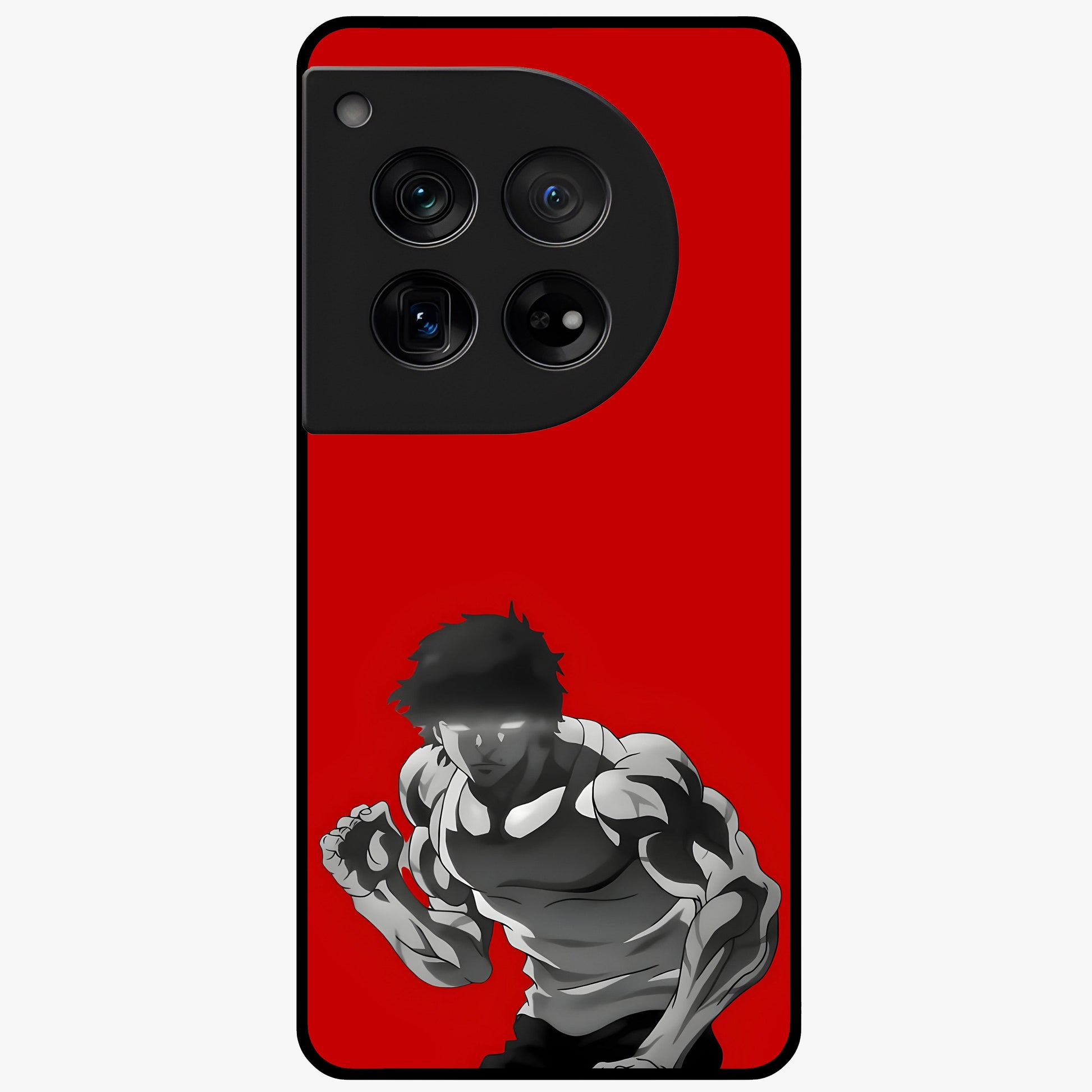 Crimson Power Rush Glass Case for 1+12 bold front view featuring dynamic red abstract motion artwork