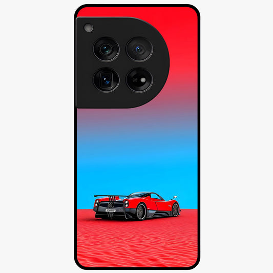 Crimson Speed Mirage Glass Case for 1+12 sleek front view featuring racing inspired red motion artwork