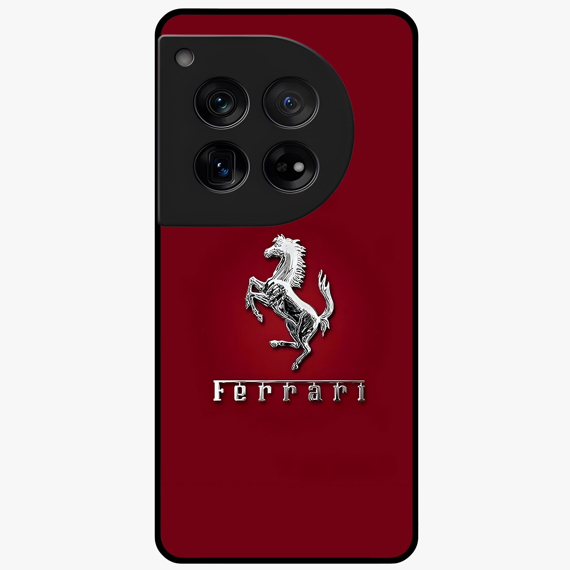 Crimson Stallion Prestige Glass Case for 1+12 powerful front view featuring majestic stallion artwork in crimson tones