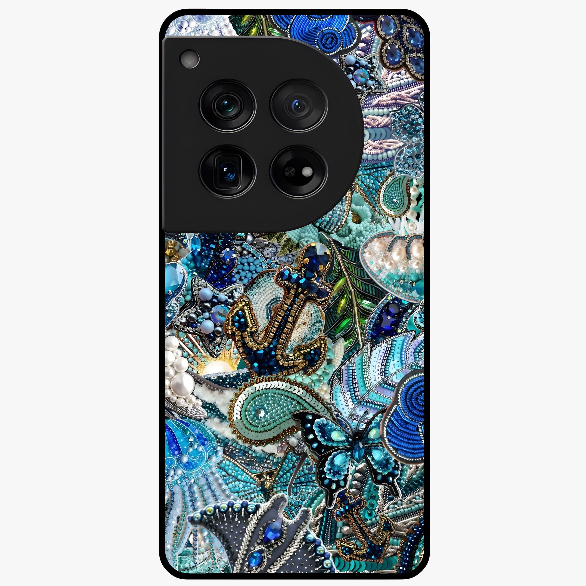 Crystal Ocean Magic Glass Case for 1+12 vibrant front view featuring sparkling ocean inspired artwork
