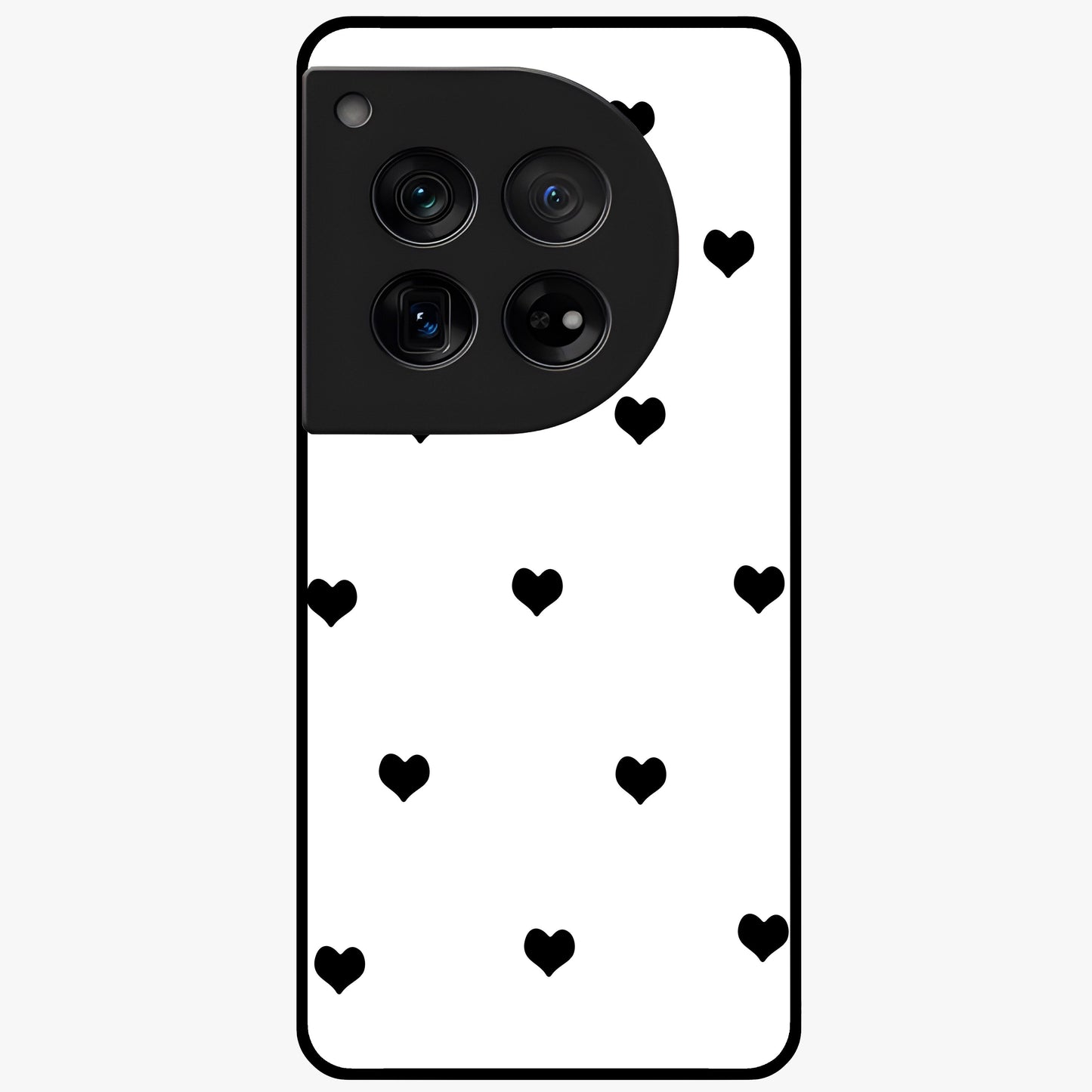 Cute Simple black Hearts Glass Case for 1+12 powerful front view featuring dark ascension themed artwork