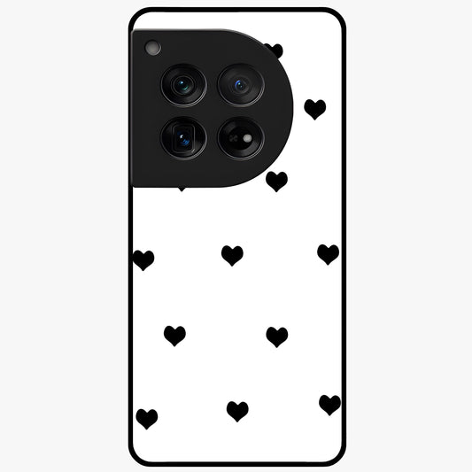 Cute Simple black Hearts Glass Case for 1+12 powerful front view featuring dark ascension themed artwork
